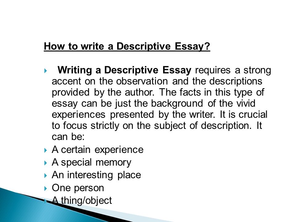 50 Descriptive Essay Topics
